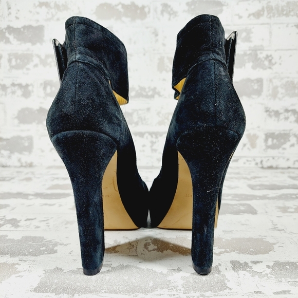 Nine West Ivorie Navy Blue Ankle Strap Buckle OpenToe Platform Chunky Heels i635 - Picture 6 of 12